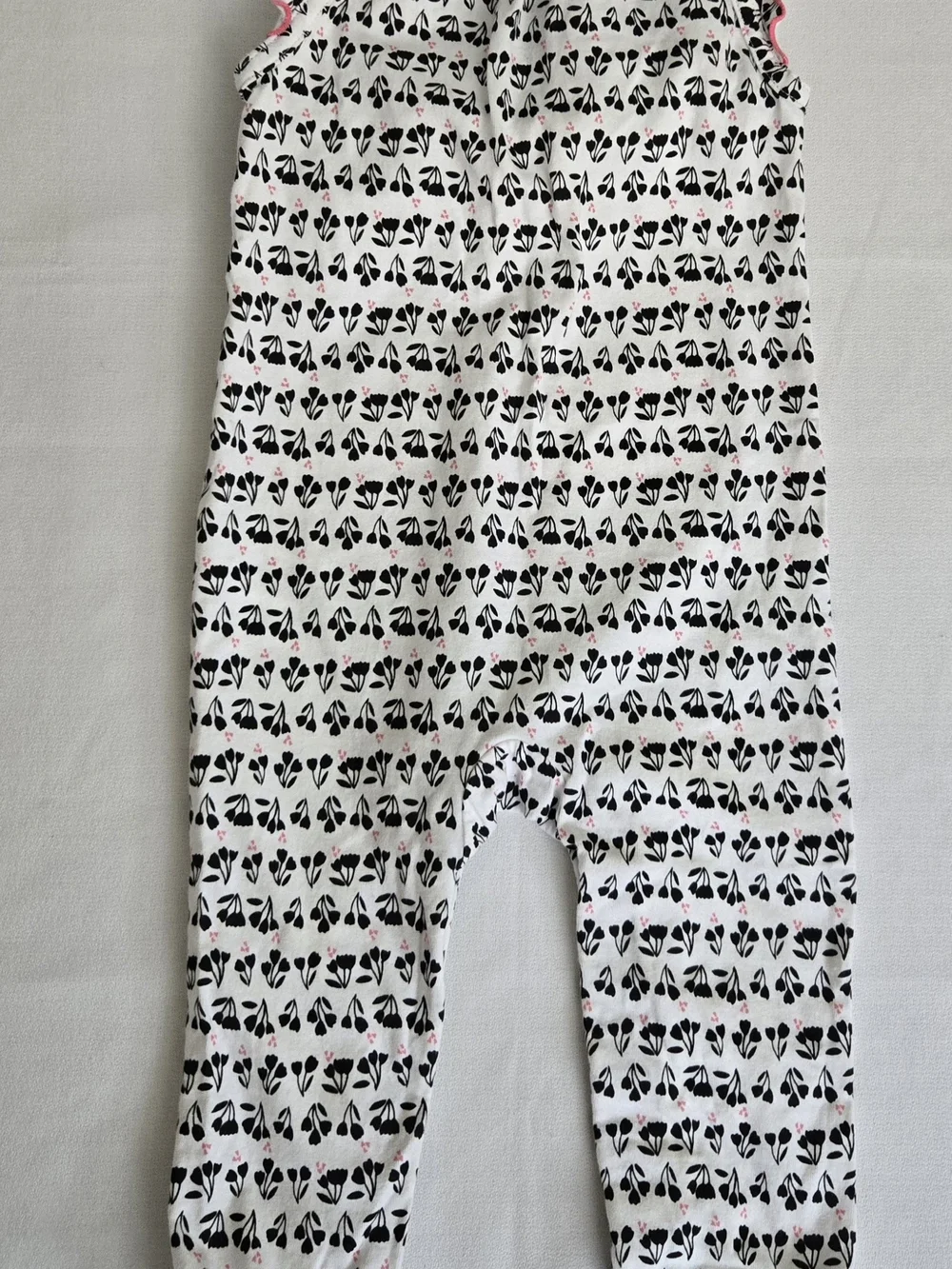 Carter's Child of Mine White Floral-Print One-Piece Bodysuit w/ Pink Trim Sz 12m